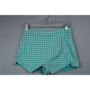 Leyva's Women Skort Shirt Shorts 70's Styel Green Small Summer Wear Zipper